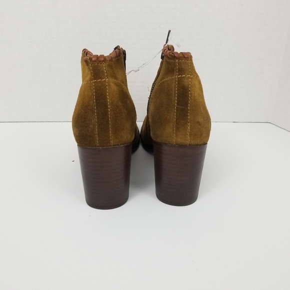 Frye Women Sz 9 Ankle Boots Tan Suede High Herk Ankle Boots Block Heel Round toe - Picture 7 of 10